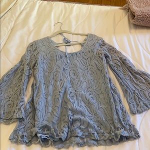 Blue lace mini dress